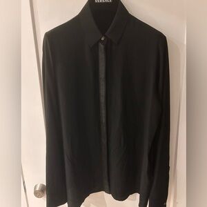 Versace NWOT Silk Blend Greek Key Button Down Shirt